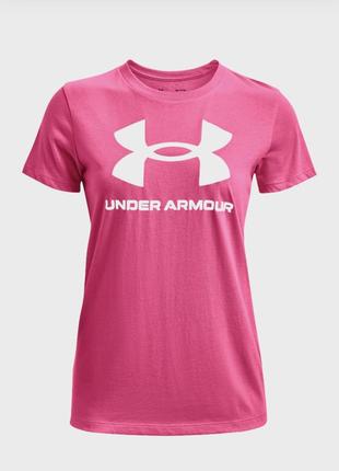 Женская розовая футболка ua sportstyle logo ss4 фото