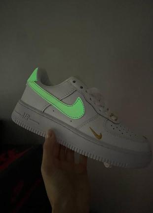 Nike force essential white green, кроссовки найк белые9 фото