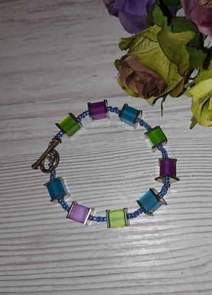 Женский браслет с разноцветными камнями р.16-172 фото