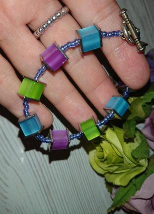 Женский браслет с разноцветными камнями р.16-174 фото