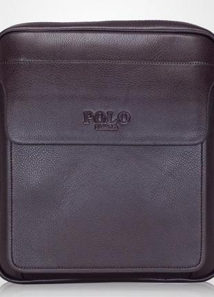 Мужская сумка-планшет polo эко кожа, качественная мужская сумка через плечо кожаная барсетка планшетка поло