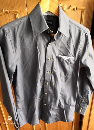Стильна рубашка, чоловіча, темно-сірого кольору, м.3 фото