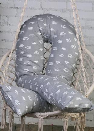 Подушка для беременных premium серая короны4 фото
