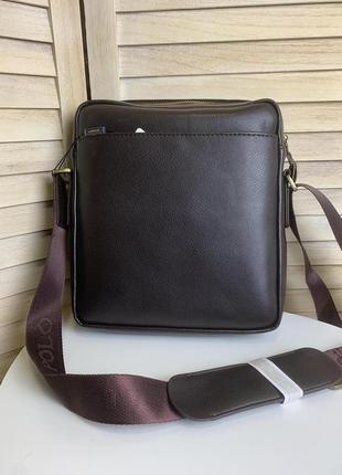 Качественная мужская сумка через плечо кожаная барсетка планшетка поло, мужская сумка-планшет polo эко кожа10 фото