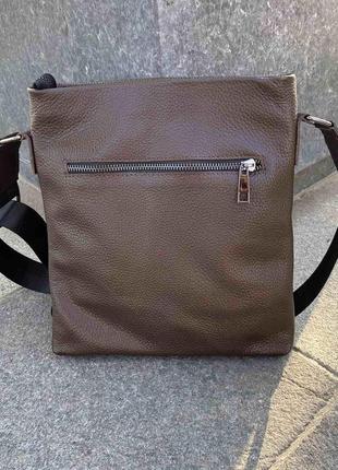 Мужская сумка планшет натуральная кожа коричневая. сумка-планшетка на плечо кожаная барсетка6 фото