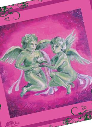 Дизайнерский шелковый платок "розовые ангелы"