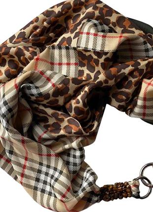 Атласный платок "английский силуэт", шарф-колье, шарф-чокер, шейный платок my scarf2 фото