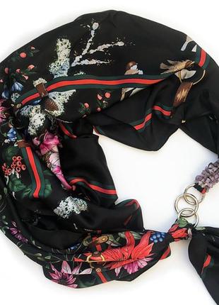 Шовкова хустка "блек баккара" , від бренду my scarf,подарунок жінці2 фото