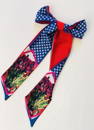 Твилли, шарфик-галстук, шарф, шарф-лента "тюльпаны"1 фото