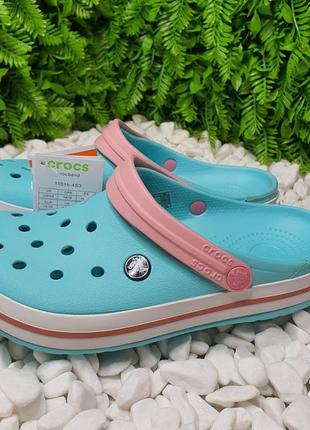 Сабо crocs crocband кроксы женские бирюзового цвета сандалии2 фото