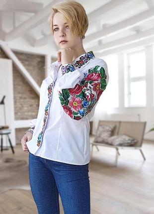 Біла українська блузка вишиванка жіноча. бавовняна бохо сорочка 4 700 грн. мода і стиль жіночий одяг3 фото