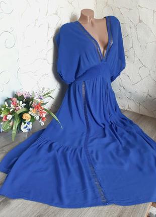 Обалденное пляжное платье синее/голубое длинное,54-56