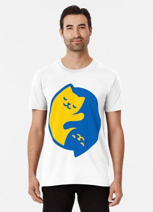 Футболка с принтом "украинские коты инь и ян (синий и желтый) 1" push it