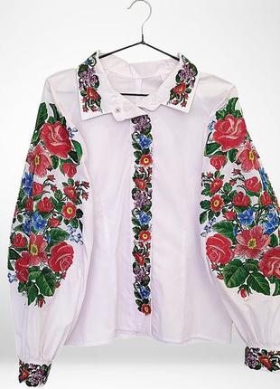 Белая украинская вышиванка для женщин. хлопковая свободная рубашка в стиле бохо с длинным рукавом5 фото
