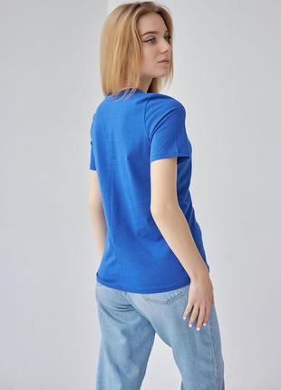 Синяя женская футболка с вышивкой  герб 42-44, 44-46, 46-483 фото