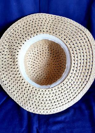 Летняя соломенная шляпа cartwheel размер м (56-57см)3 фото