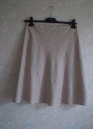 Женская льняная летняя юбка marks&amp;spencer Парк0 44р. s, с вискозой, бежевая4 фото