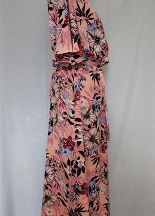 Розовое платье-миди в цветочный принт casual ladies(размер 38-40)5 фото