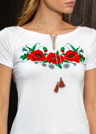 Трикотажна жіноча вишиванка вишита футболка9 фото