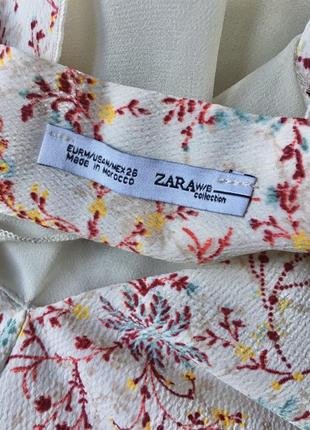 Блуза блузка zara в цветочек летняя легкая лёгкая шифоновая с открытыми плечами3 фото