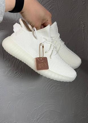 Жіночі кросівки adidas yeezy boost 350 all white#адідас