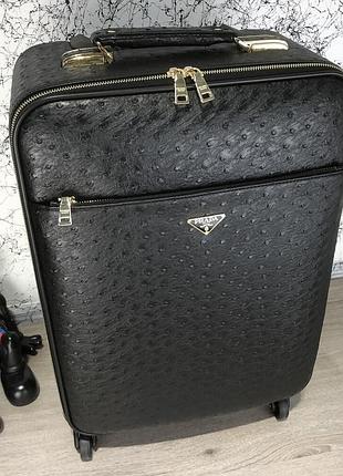 Валіза prada rolling luggage ostrich 55 black