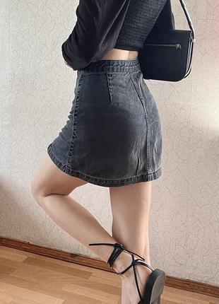 Джинсовая мини юбка, спідниця6 фото