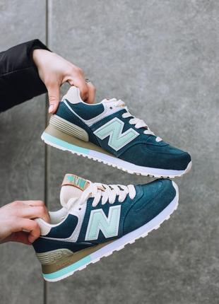 Женские кроссовки new balance 574 blue/green