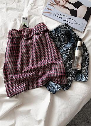 Рожева міні спідниця трапеція primark в гусячу лапку