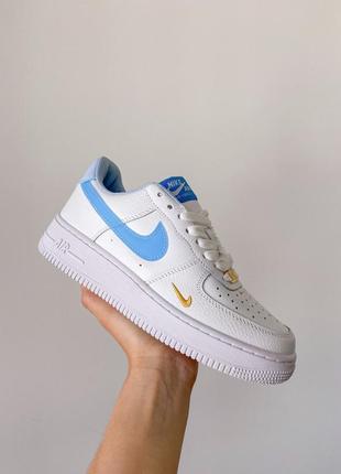 Женские кожаные кроссовки nike air force 1 low mini swoosh blue#найк