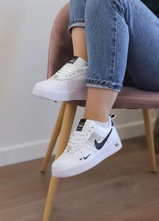 Nike air force 1 utility white/black женские кроссовки найк аир форс классика3 фото