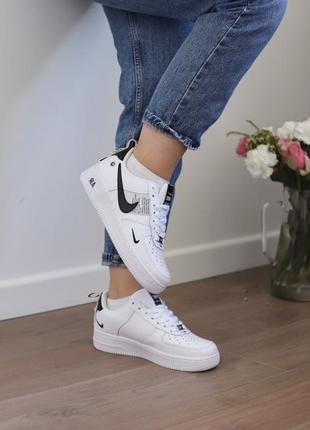 Nike air force 1 utility white/black женские кроссовки найк аир форс классика4 фото