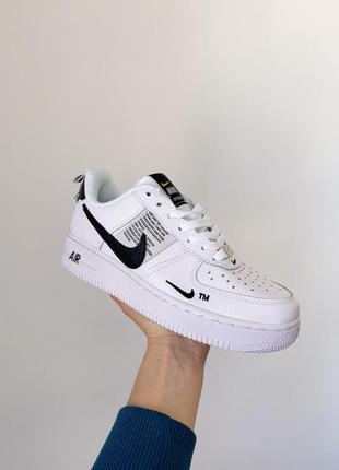 Nike air force 1 utility white/black жіночі кросівки найк аір форс класика