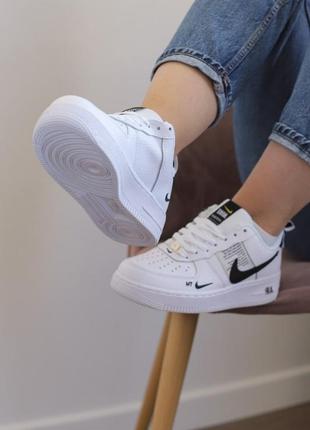 Nike air force 1 utility white/black женские кроссовки найк аир форс классика8 фото