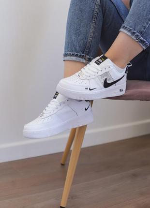 Nike air force 1 utility white/black женские кроссовки найк аир форс классика9 фото