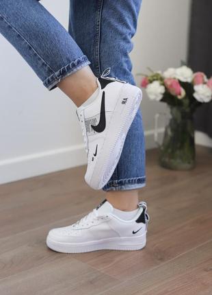Nike air force 1 utility white/black женские кроссовки найк аир форс классика5 фото