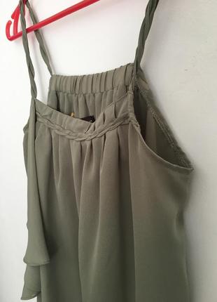 Красива легка шифонова блузка майка оливковий колір2 фото