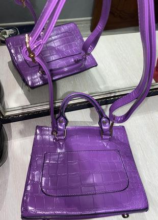 Фиолетовая сиреневая сумка под крокодил3 фото
