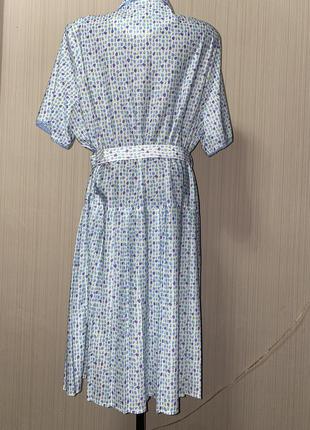 Платье миди голубое белое с воротником и юбка плиссе ретро винтаж6 фото