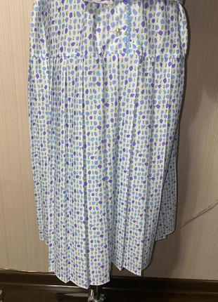 Платье миди голубое белое с воротником и юбка плиссе ретро винтаж3 фото