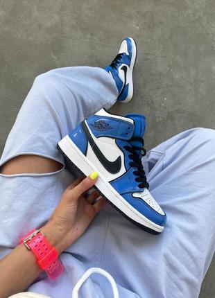 Nike air jordan 1 retro “signal blue” женские кроссовки найк аир джордан