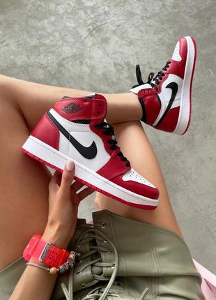 Nike air jordan retro 1  high « chicago » женские кроссовки найк аир джордан1 фото