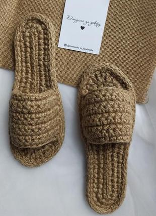 Джутова взуття, джутове взуття, джутові шлепанці, жіночі шльопанці