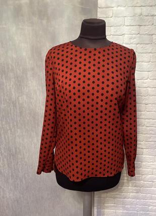 Блузка в горошок, ассиметричная свободная блуза в горошек george, s1 фото