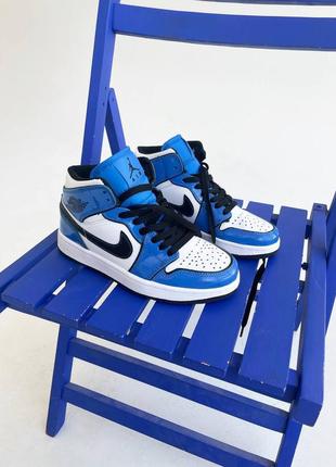 Nike air jordan 1 retro “signal blue” женские кроссовки найк аир джордан10 фото