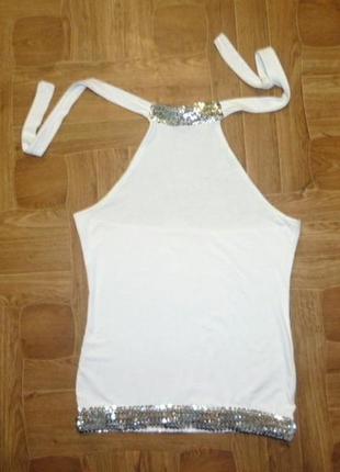 Белая трикотажная футболка с открытыми плечами и спиной,топик топ майка4 фото