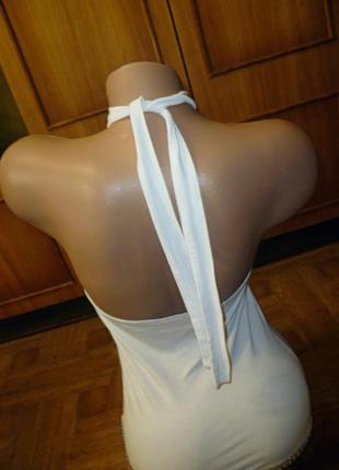 Белая трикотажная футболка с открытыми плечами и спиной,топик топ майка2 фото