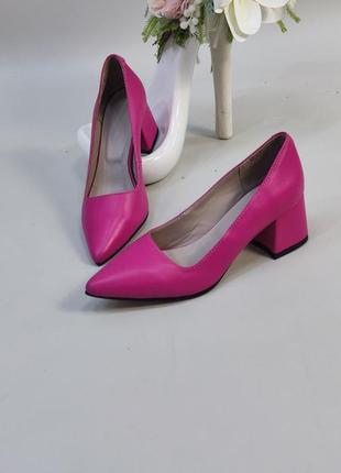 Эксклюзивные туфли из натуральной итальянской кожи фуксия малина7 фото