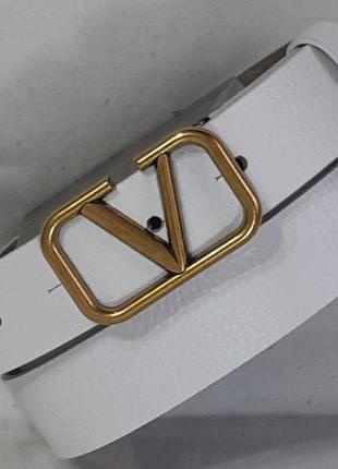 02.069.032 (121-2,7) элегантный женский кожаный ремень шириной 30 мм белый с «бронзовой» пряжкой