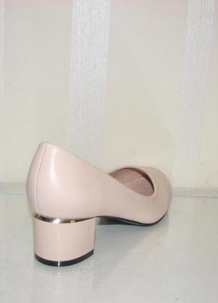 Женские бежевые матовые туфли маленький каблук размер 364 фото